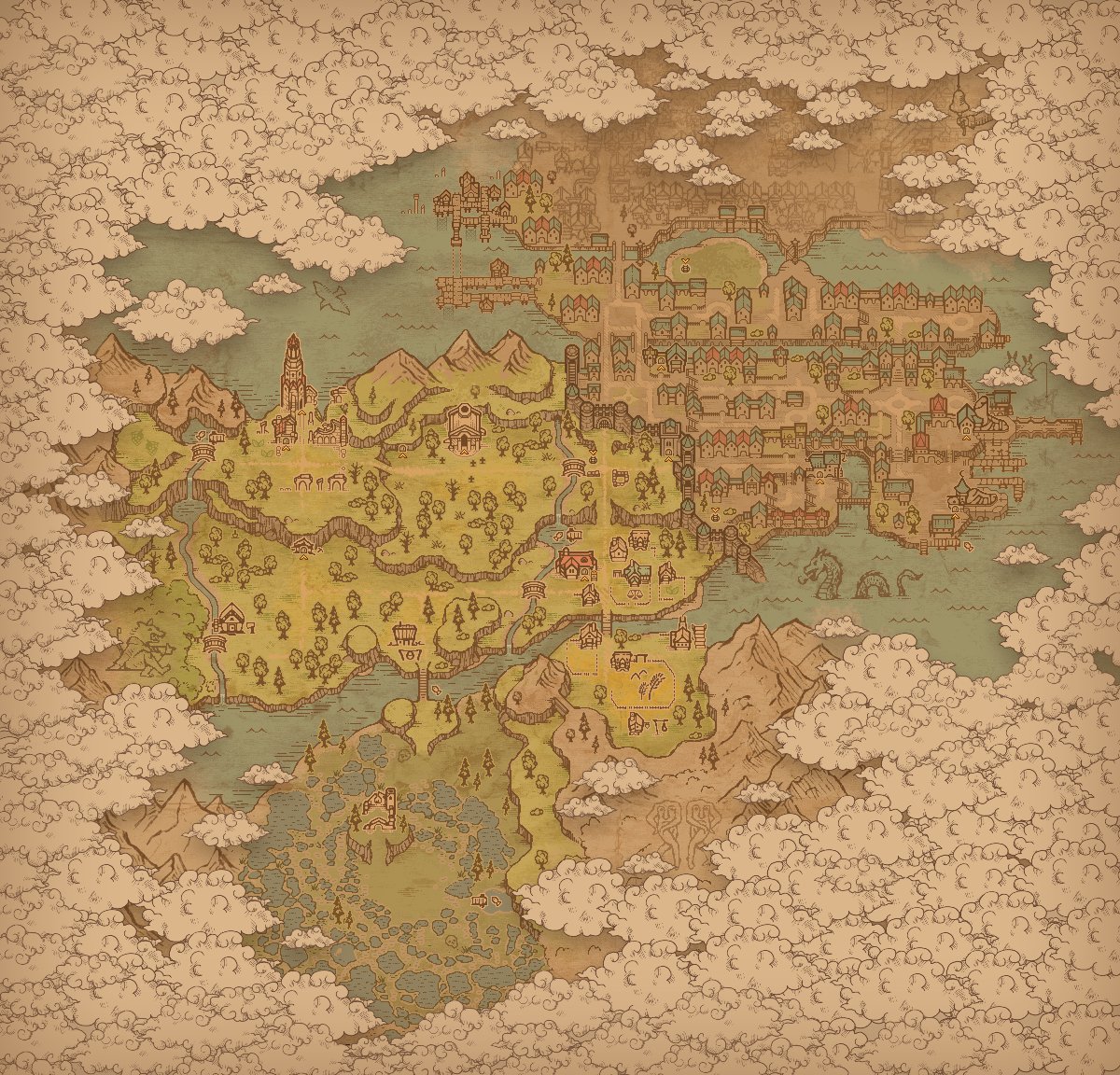 Weltkarte von Graveyard Keeper 2