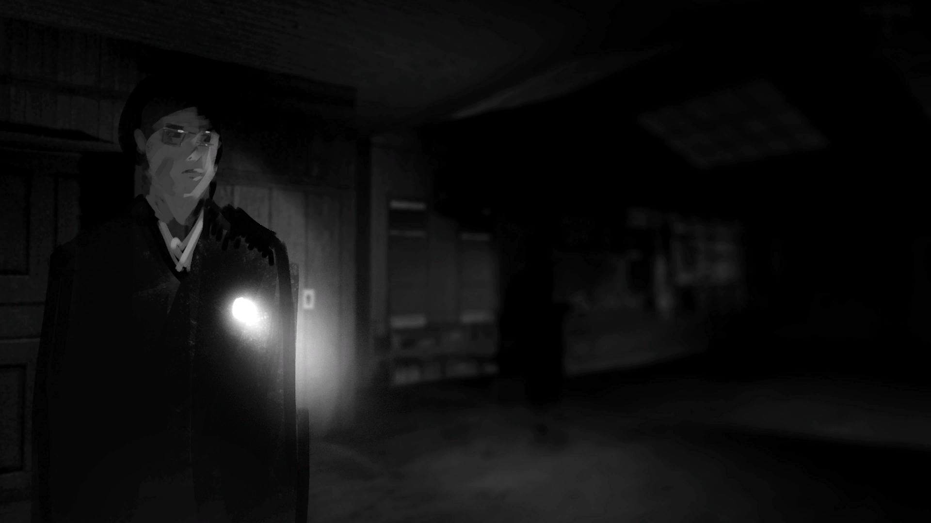 Boots holds a flashlight in a dark space.